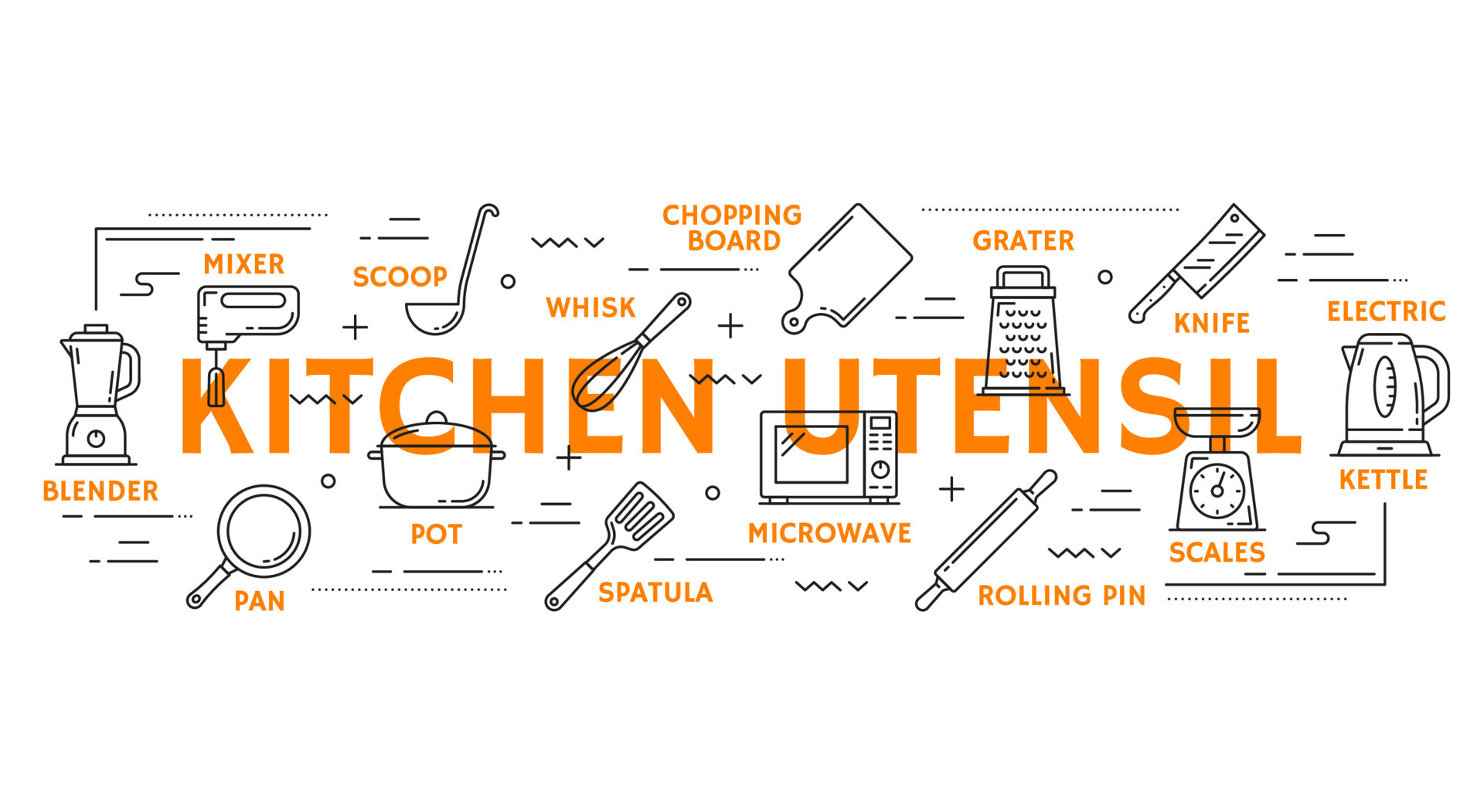 Cook utensils outline icons and infographics 20772014 Vector Art at ...