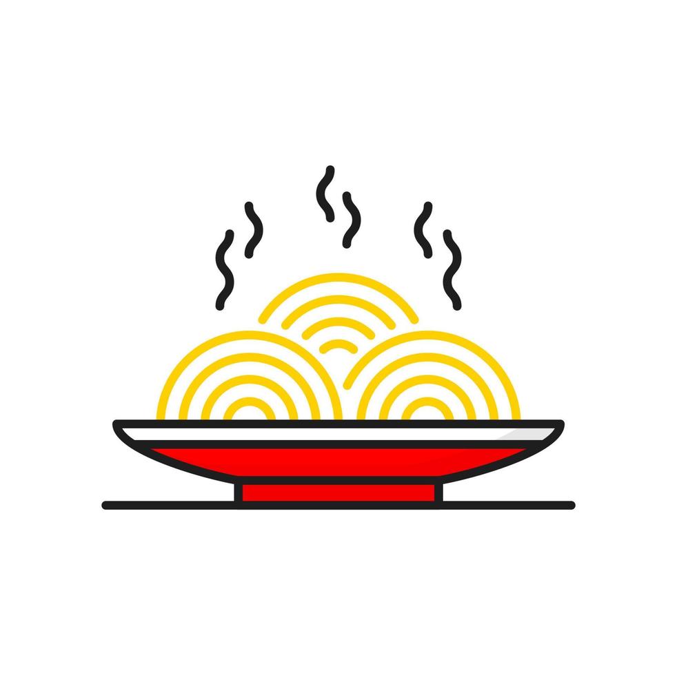 Chinese instant twisted noodle in bowl or plate vector