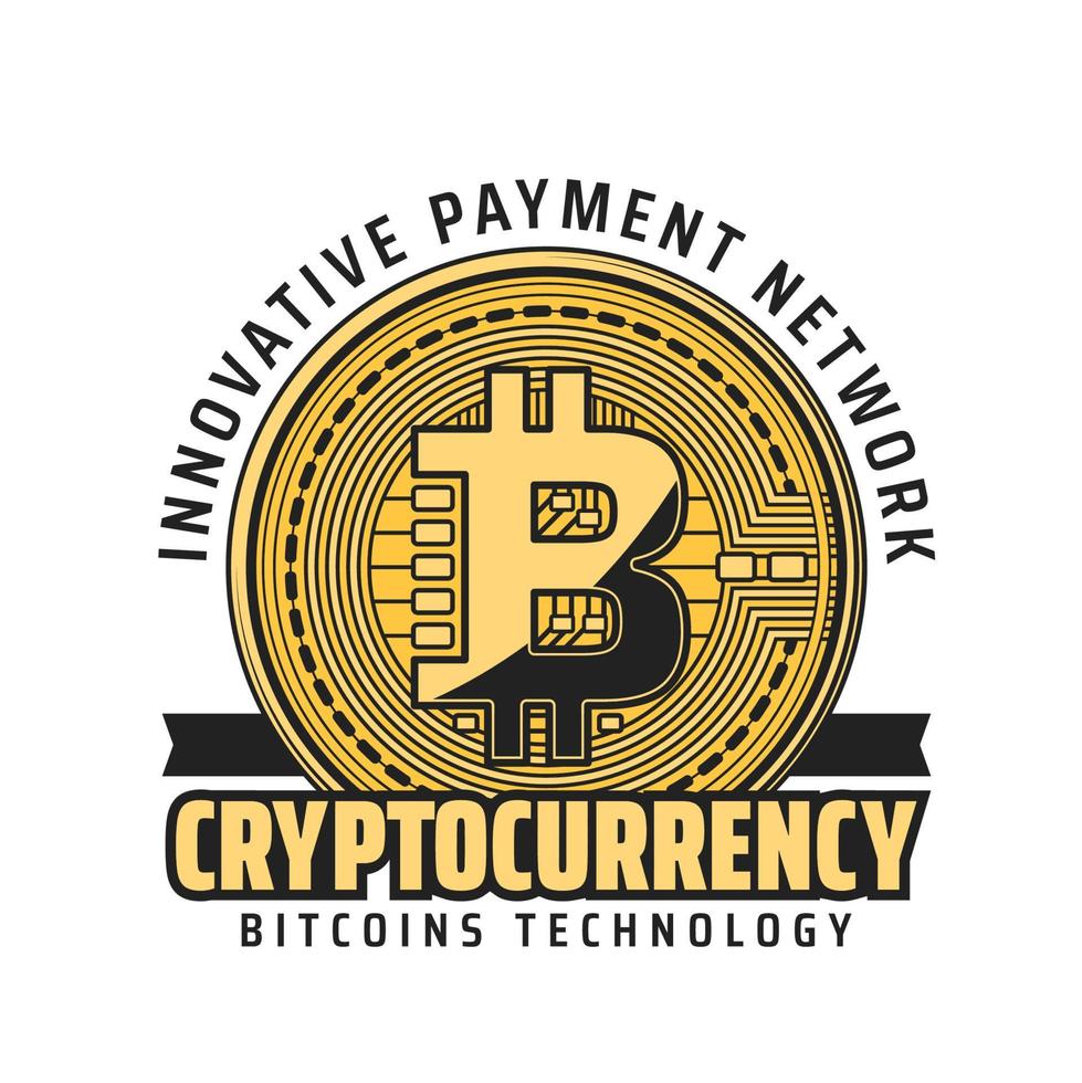 Bitcoin cryptocurrency mining and payment icon vector