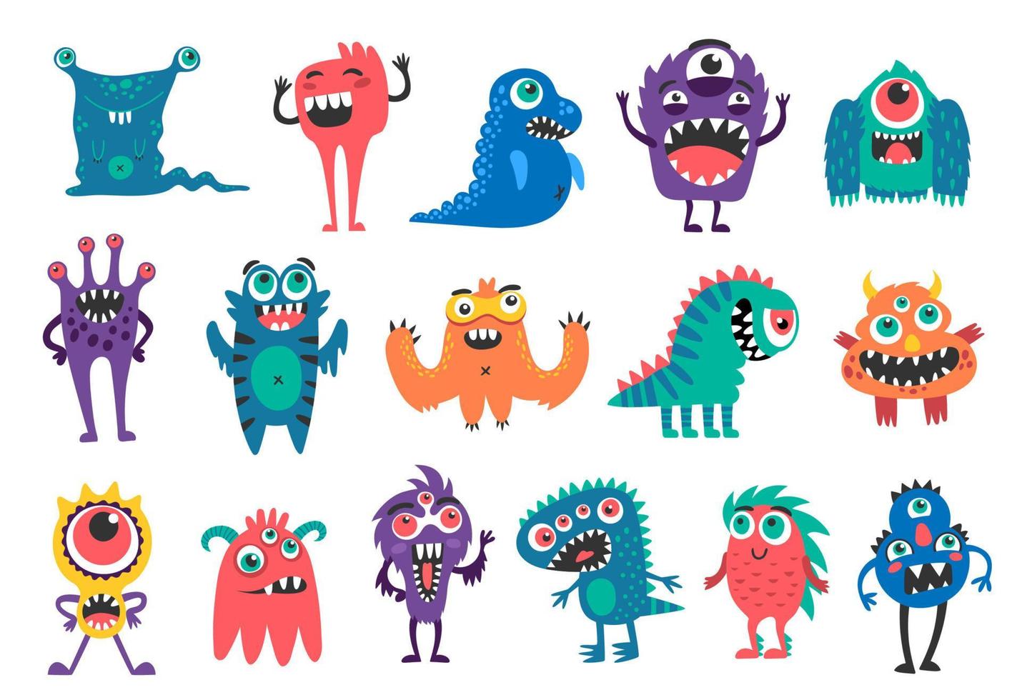 Cartoon monster characters, funny bizarre creature vector