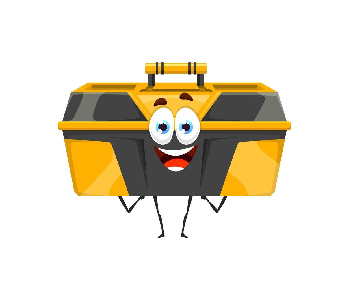 Cartoon toolbox, DIY construction tool character vector