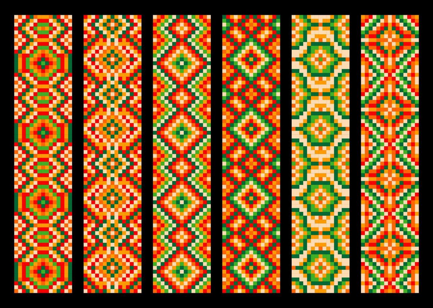 Ethnic mexican pixel pattern, aztec tribal borders vector