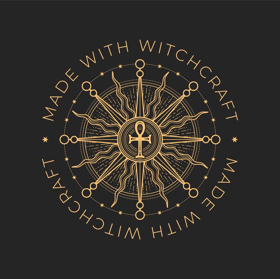 Occultism and magic icon with ankh and sun vector