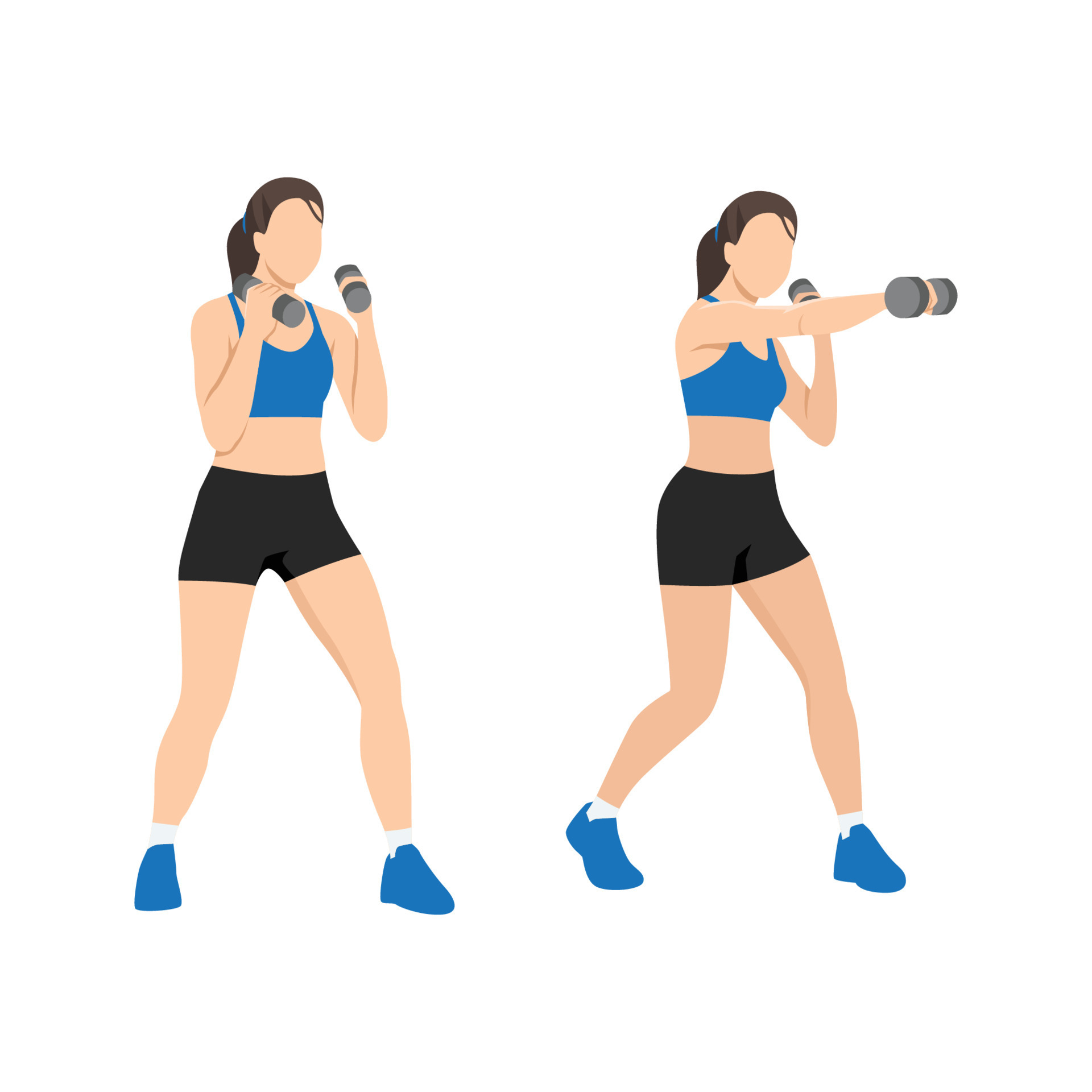 Young woman doing punching exercises. Fitness woman working on martial