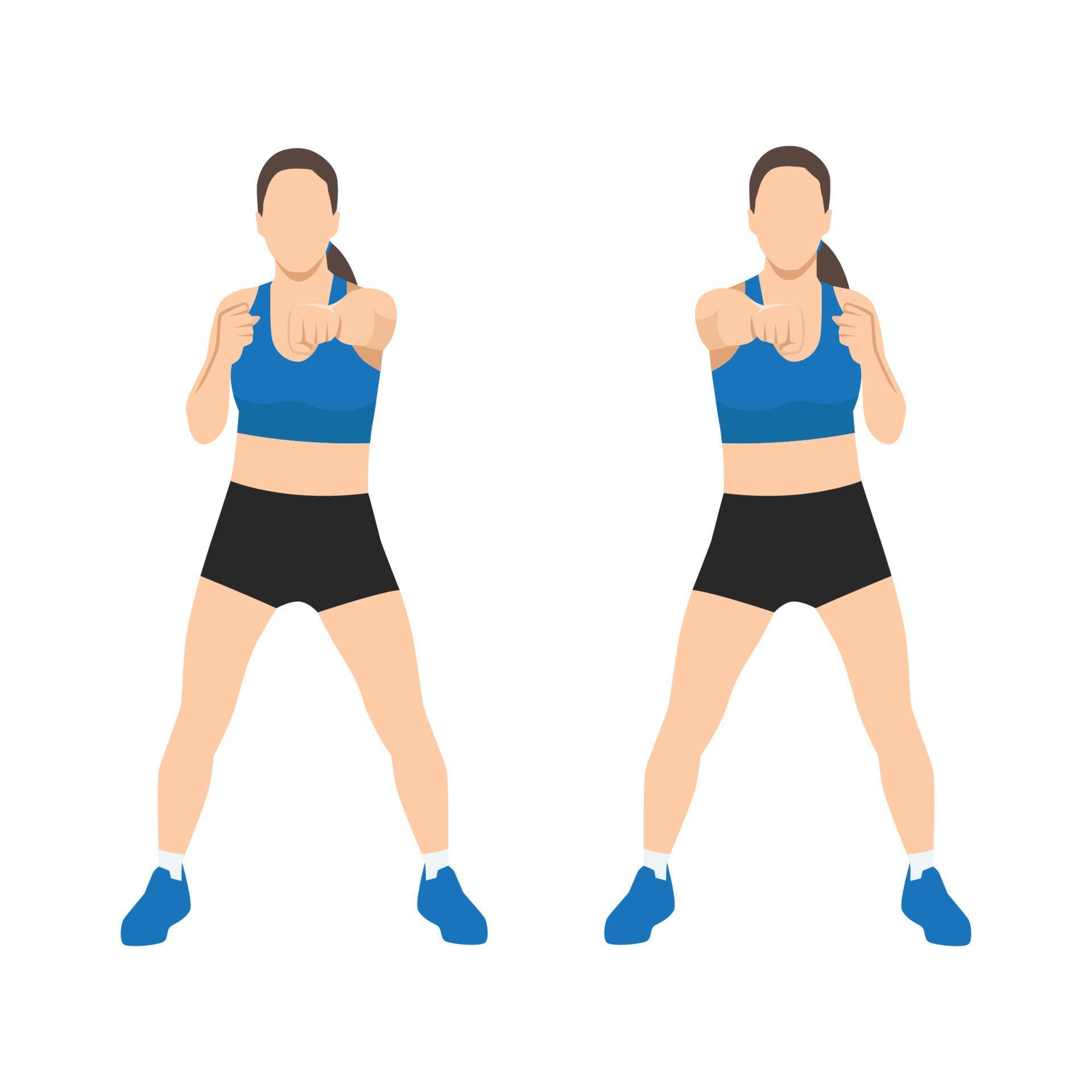 Young woman doing punching exercises. Fitness woman working on martial