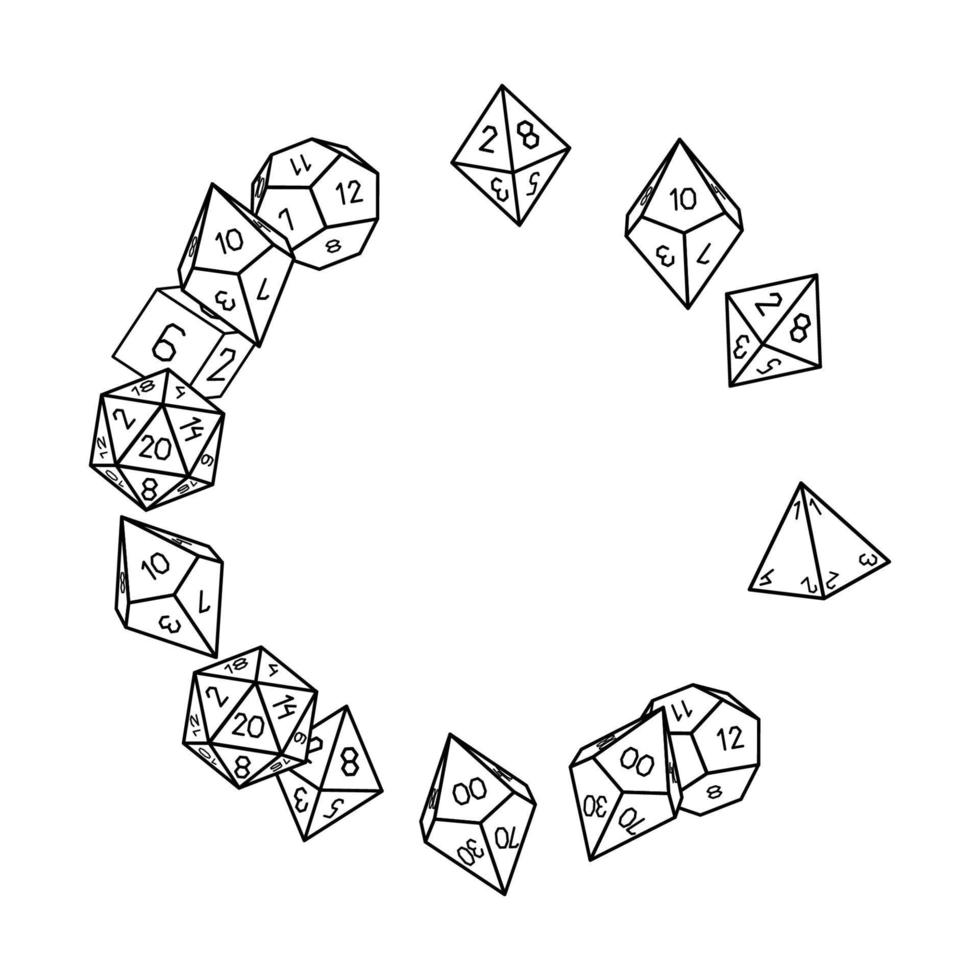 White dice frame in round shape hand drawn vector