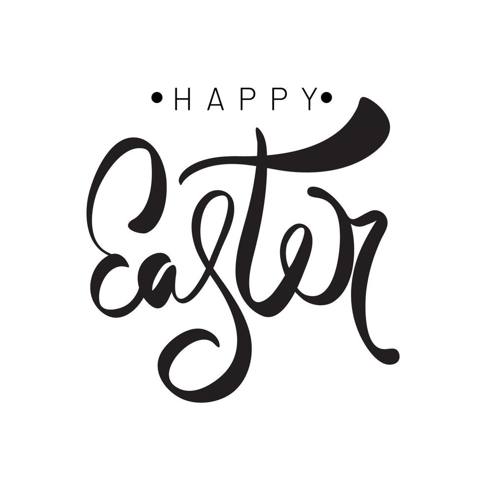 Happy Easter lettering. Black and white calligraphy phrase vector
