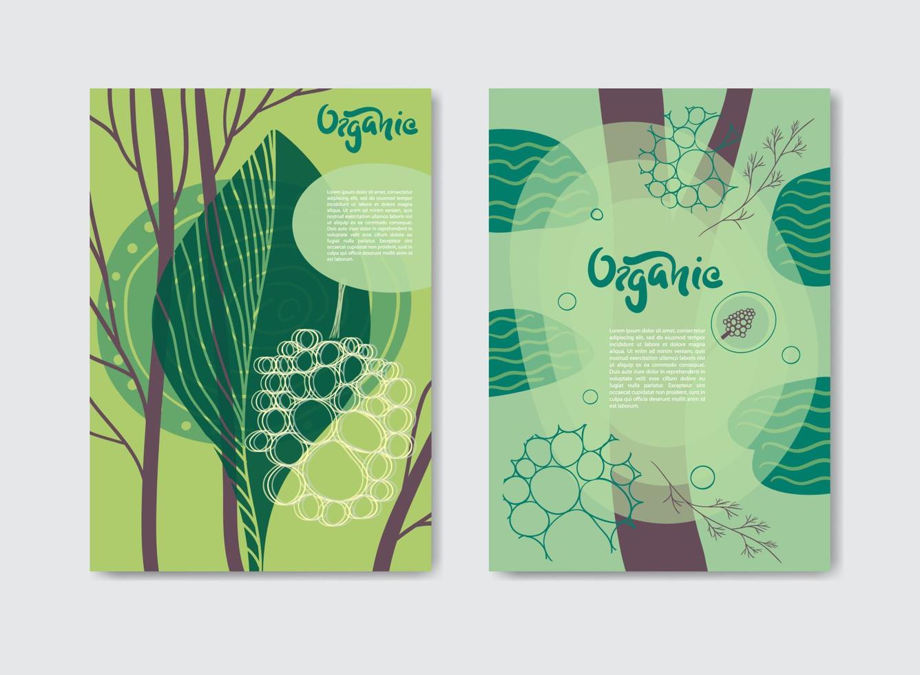 Eco covers, templates set, posters in memphis and hipster style with geometric and nature elements. Vector illustrations