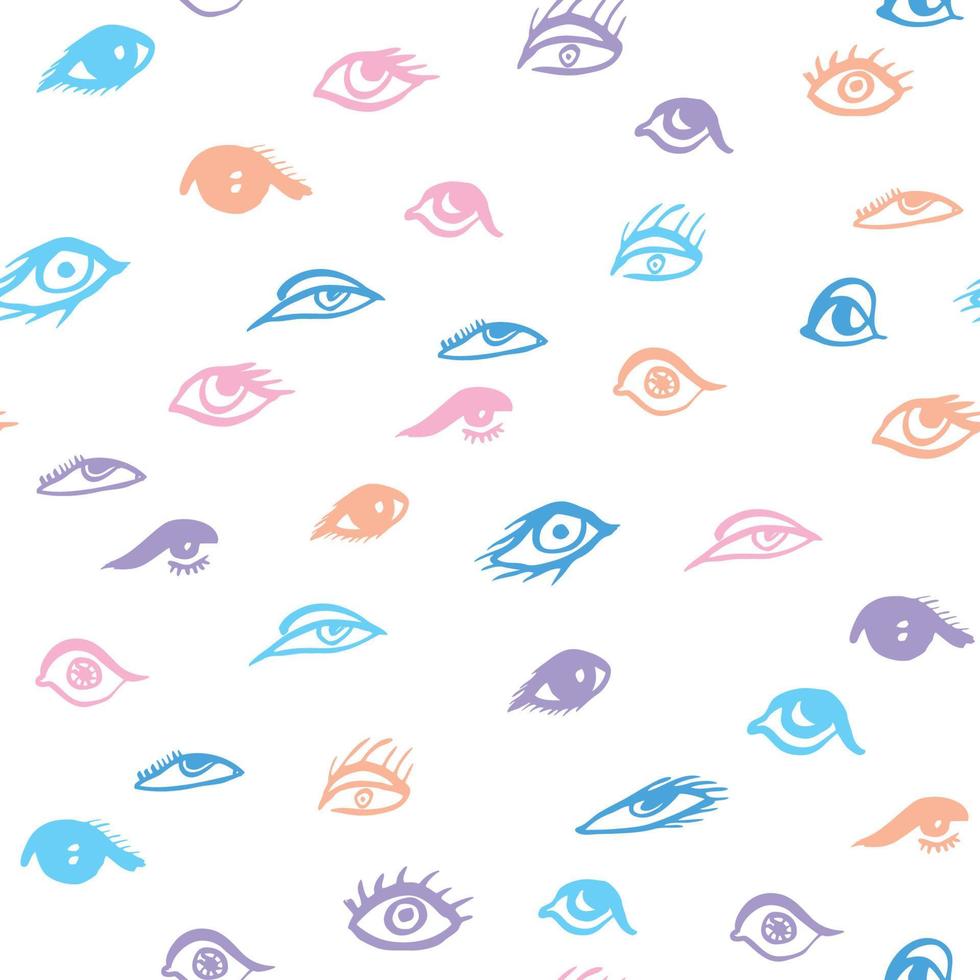 Seamless colorful pattern with different eyes vector