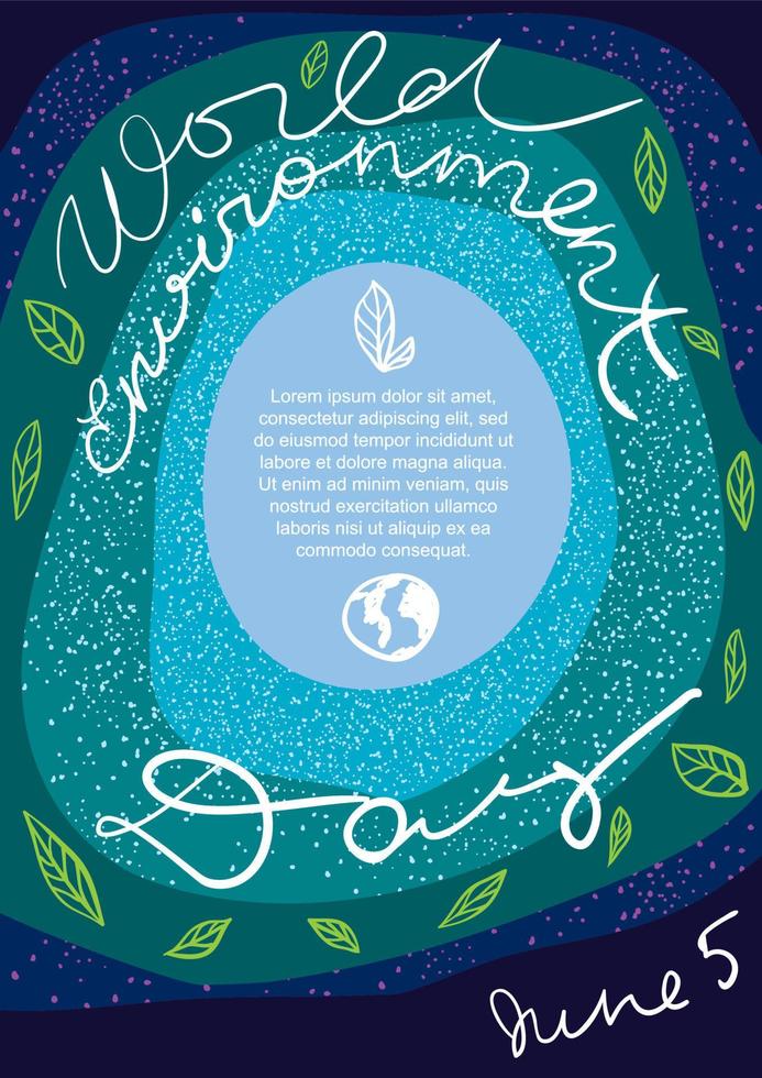 World Environment Day poster. Earth from within illustration. World Environment Day and June 5 lettering. Vector