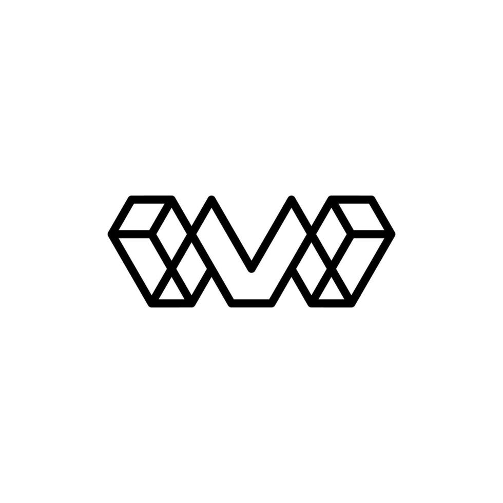 Letter m block cube square line creative logo vector