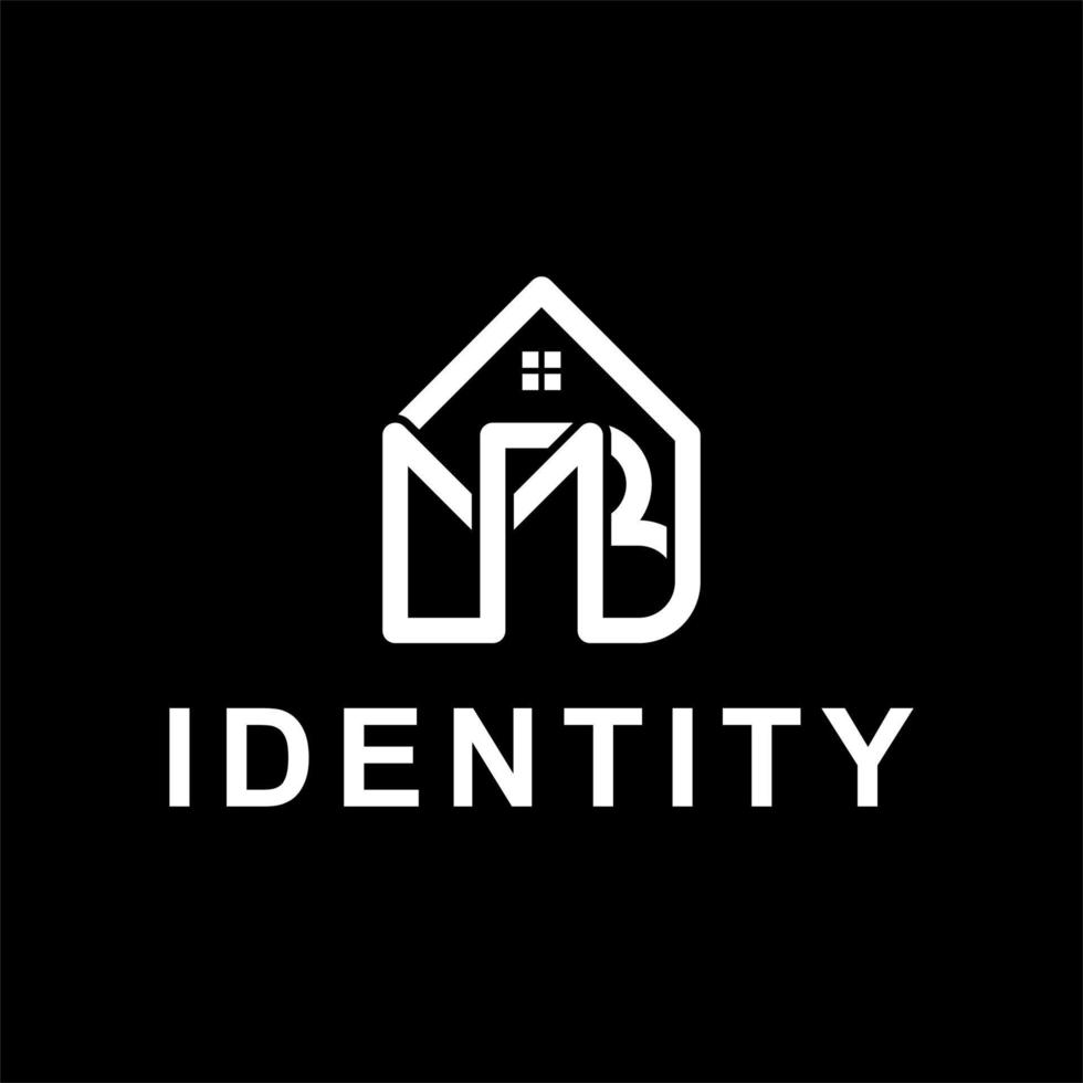 Letter mb home minimalist creative logo design vector