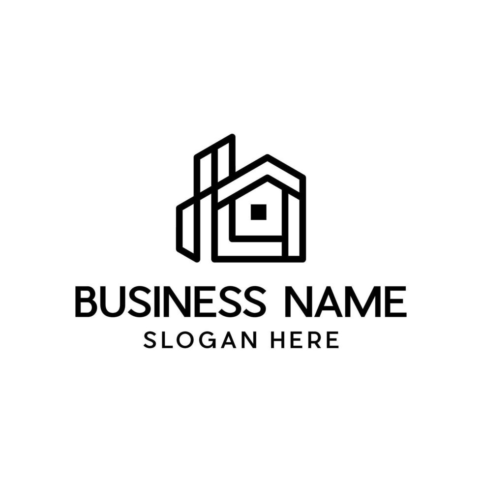 Monogram letter L home simple line creative logo vector