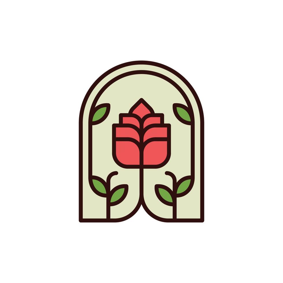 Plants and rose garden line modern creative logo vector