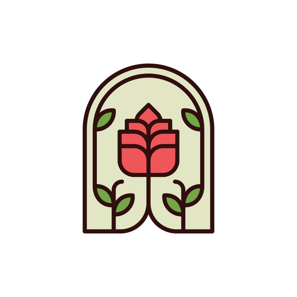 plantas y Rosa jardín línea moderno creativo logo vector