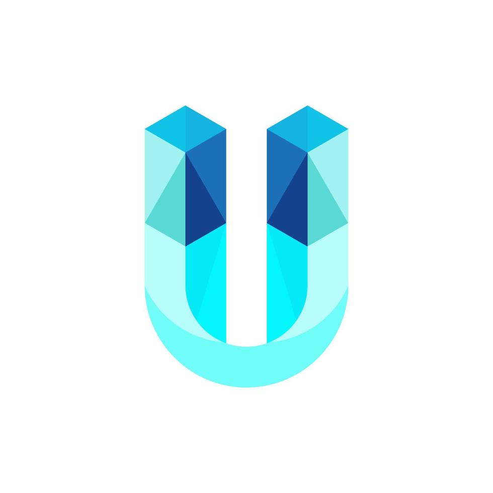 Geometric letter u block colorful creative design vector