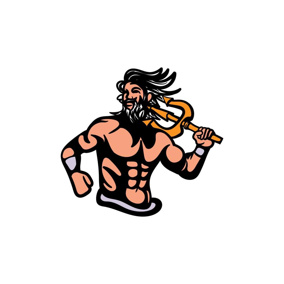 Human zeus majestic with trident illustration design vector