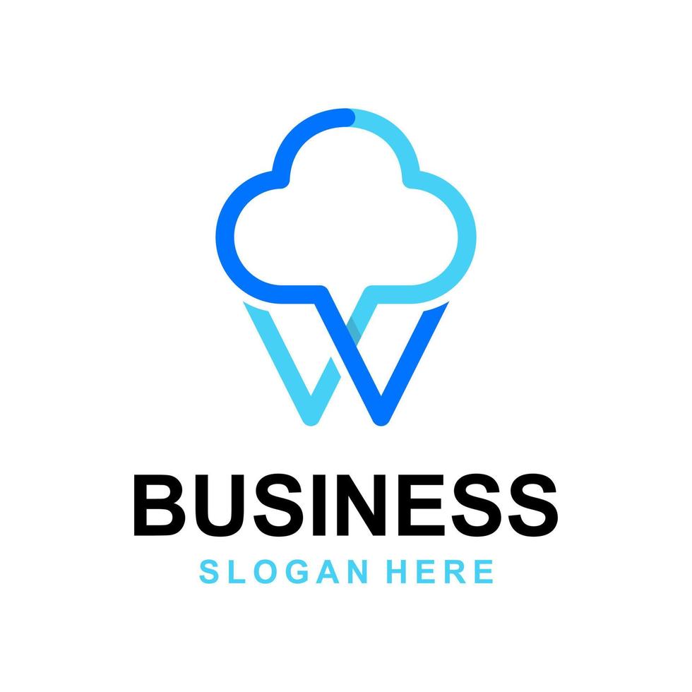 Monogram letter w cloud simplicity modern line logo vector