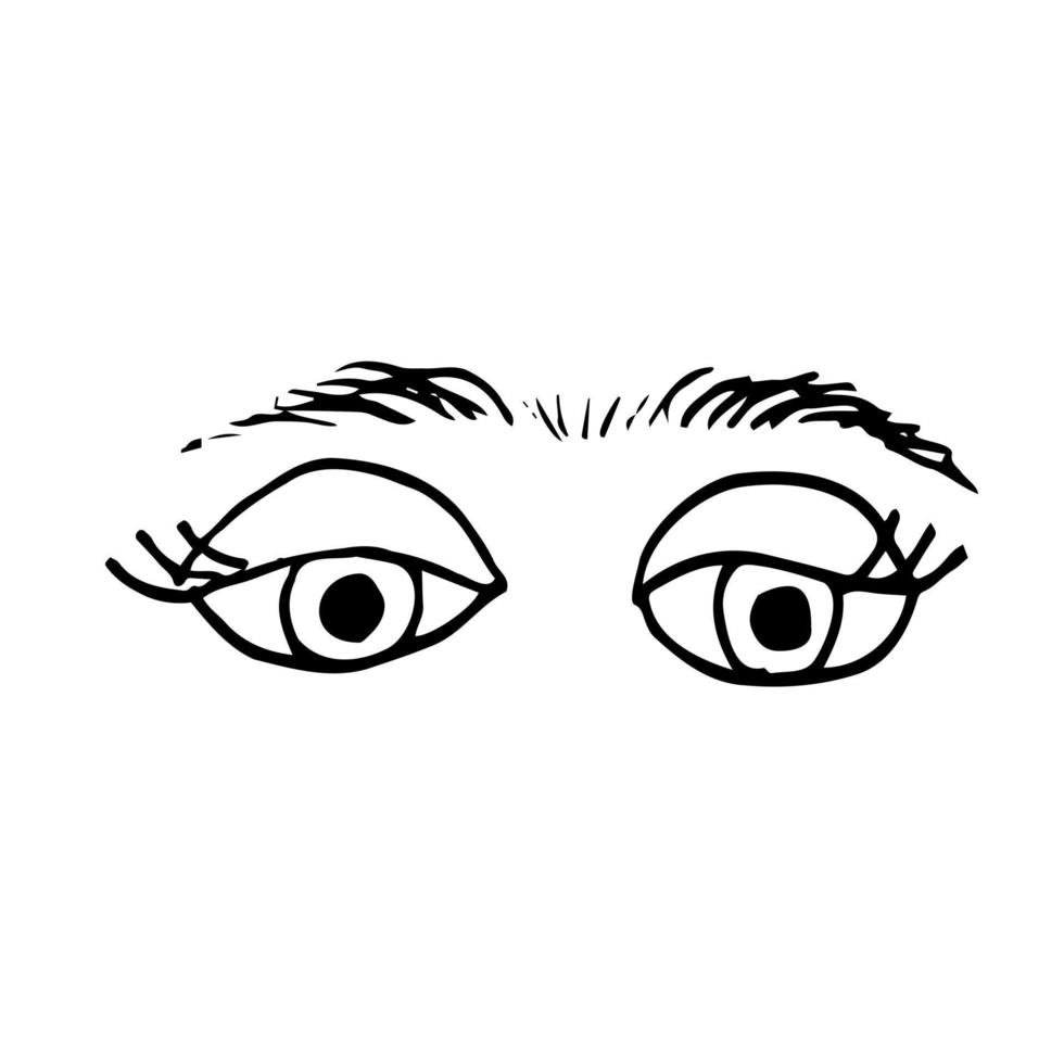 Unibrow shaping eyebrows and beauty eyes. Waxing hair on the face. Mono Eyebrow before correction. The concept of depilation and hair removal vector