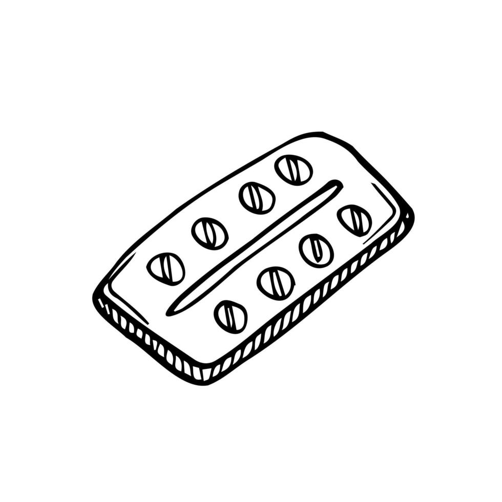 Prescription drugs and medicine doodle, hand drawn vector doodle illustration of various medicine tablets and drug pills for medical purposes, isolated on white background.