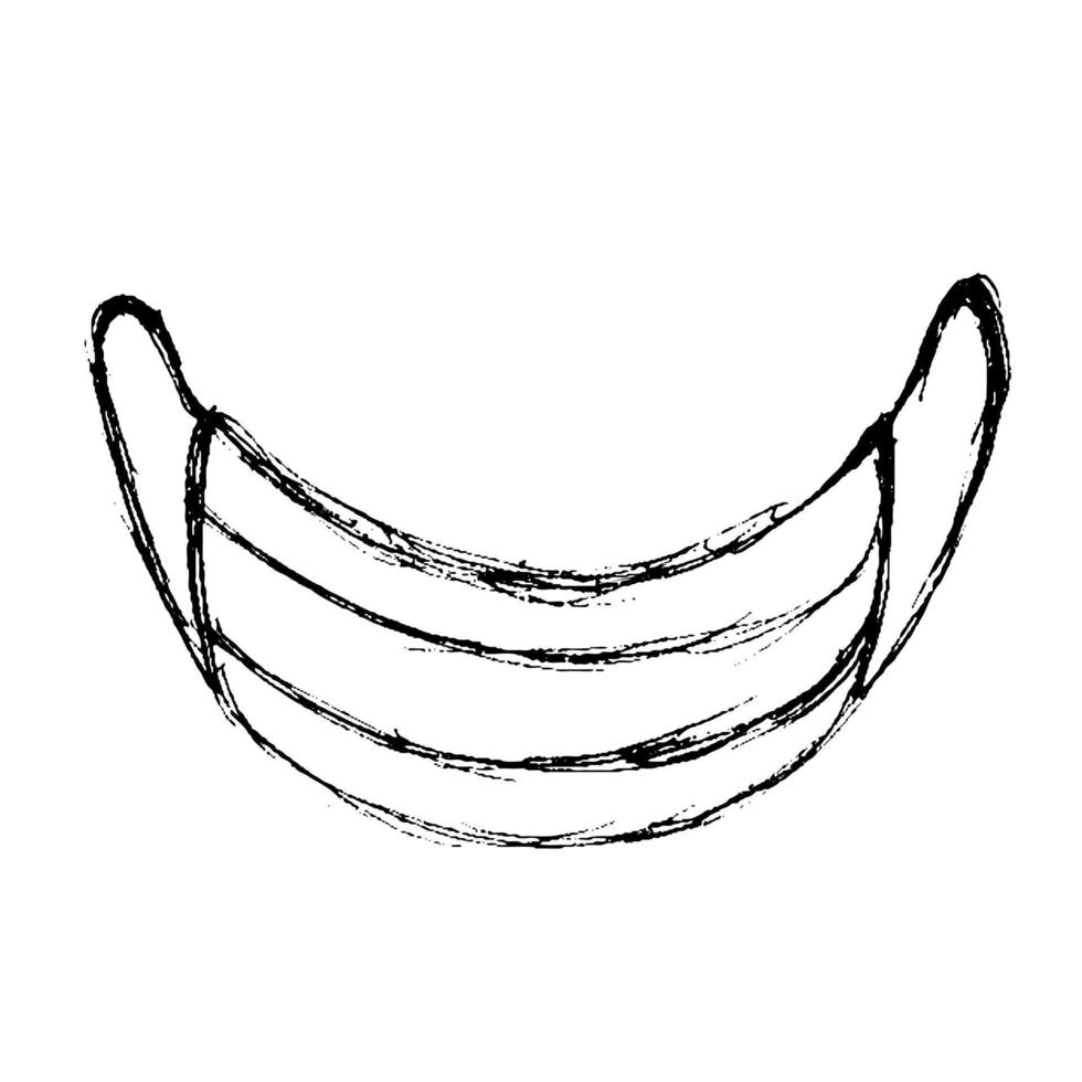 Surgical mask, hand drawn vector doodle illustration of a face mask used by people against COVID-19.