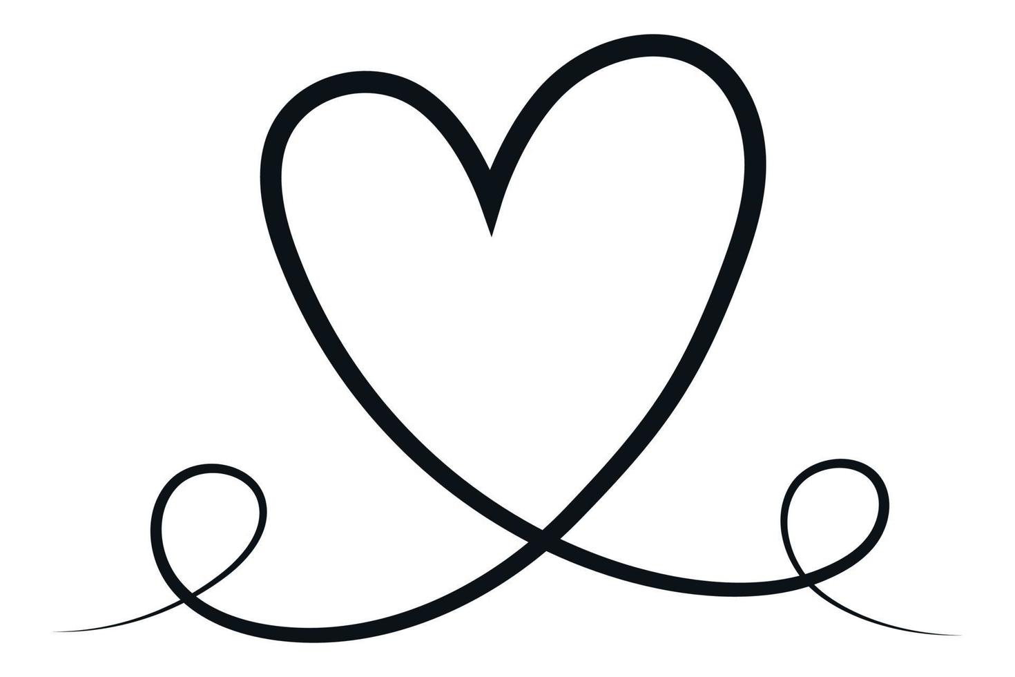 Curley Hand Drawn Line Heart vector