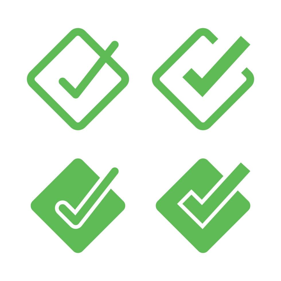 Diamond Green Check Mark Set vector