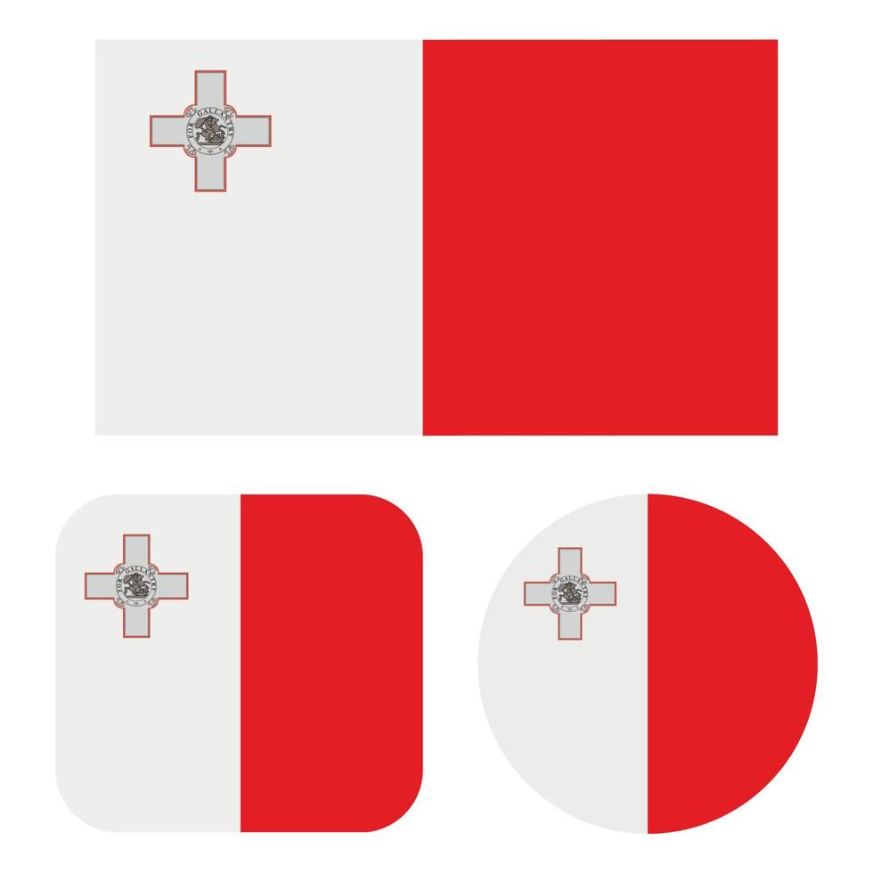 Malta Flag In Rectangle Square And Circle vector