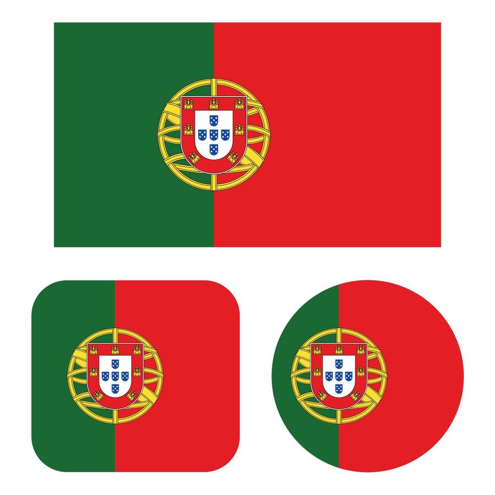 Portugal Flag In Rectangle Square And Circle vector