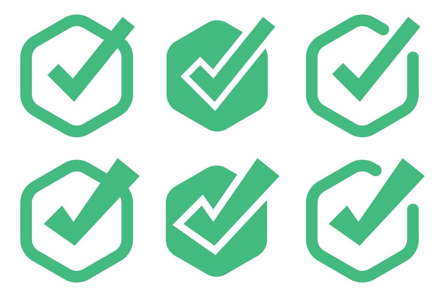 Set Of Check Mark Hexagons vector