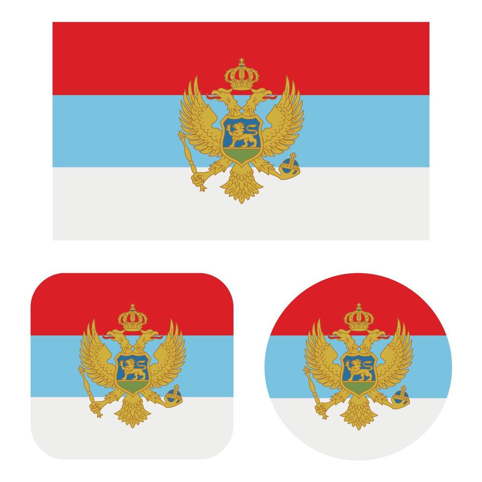 Montenegro Flag In Rectangle Square And Circe vector