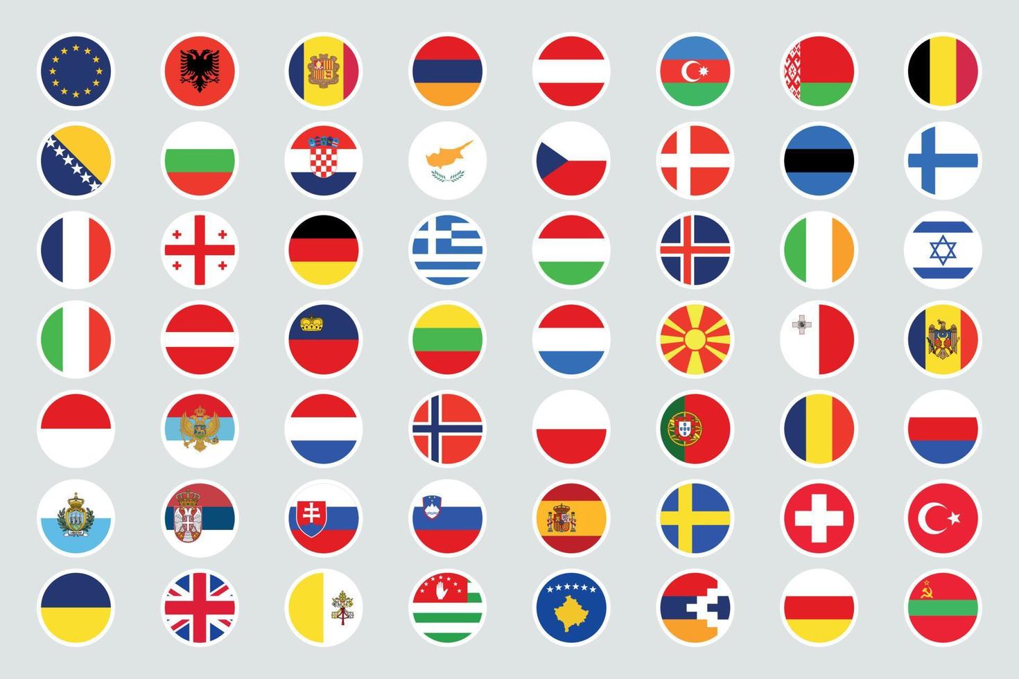 conjunto de todas Europa banderas círculos vector