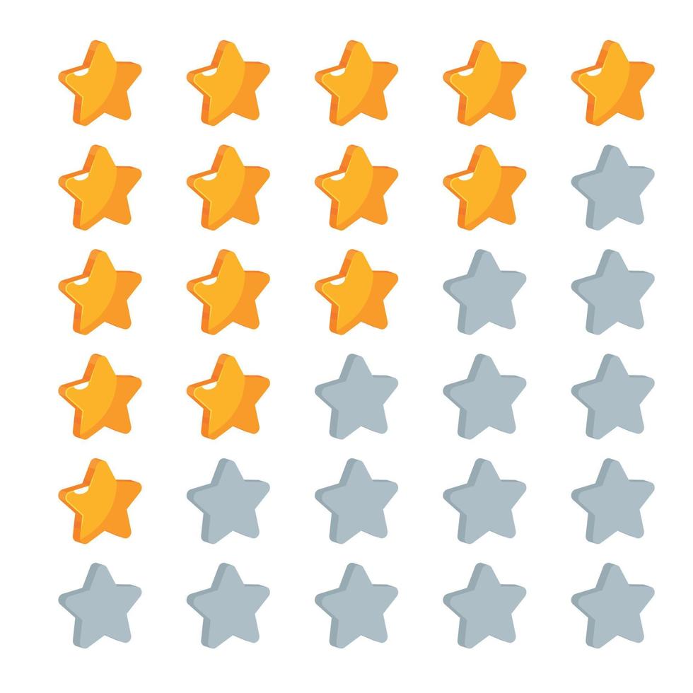 Set Of Review Stars 3D Game Style vector