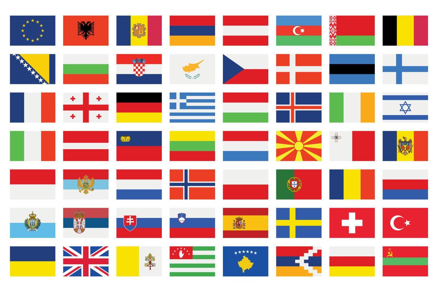 conjunto de todas Europa banderas vector