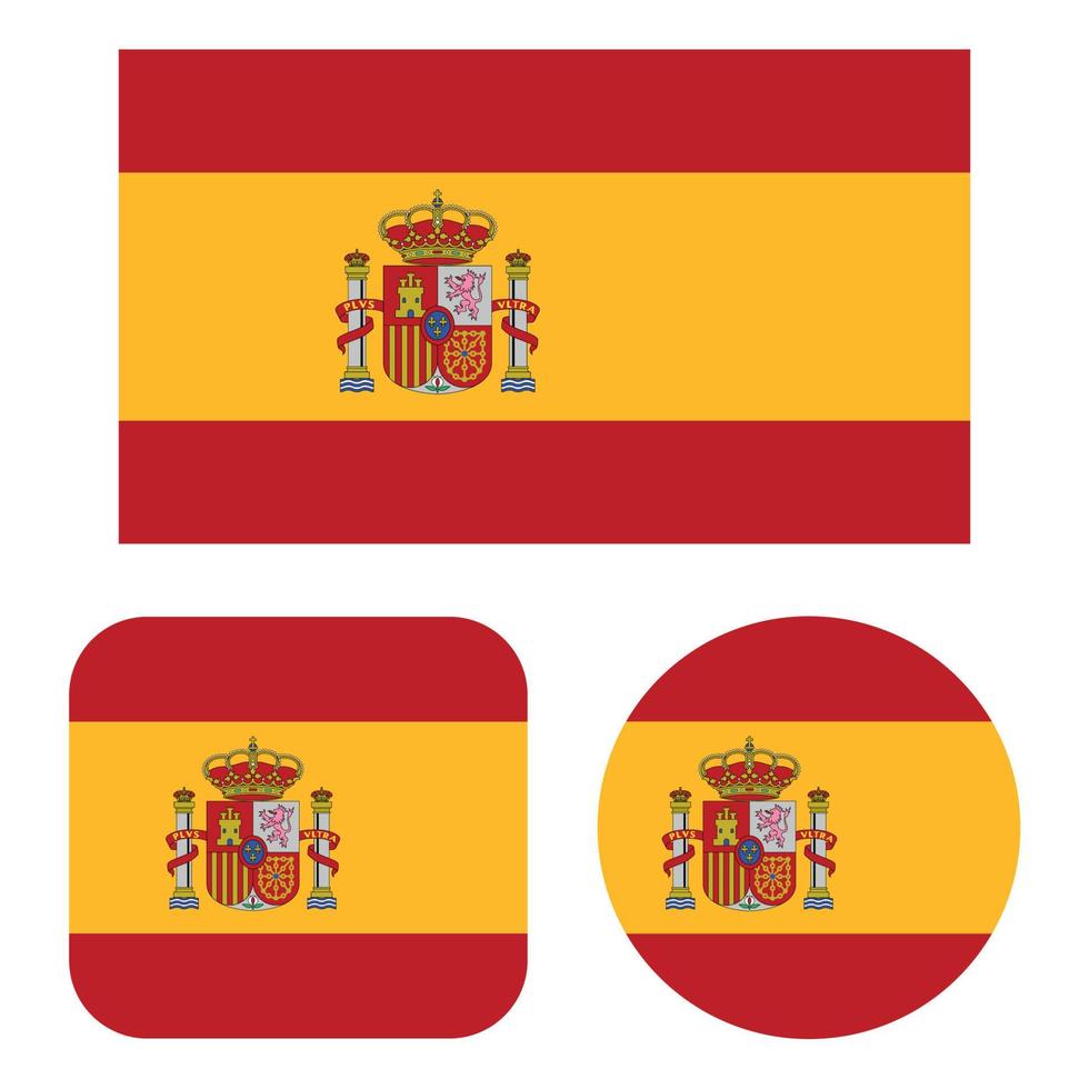 Spain Flag In Rectangle Square And Circle vector