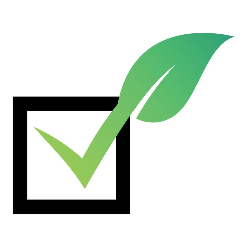 Green Leaf Check Mark In Black Box vector