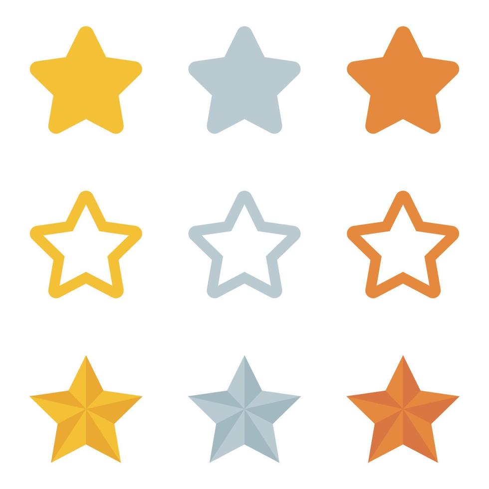 Bronze Silver And Gold Stars In 3 Styles vector