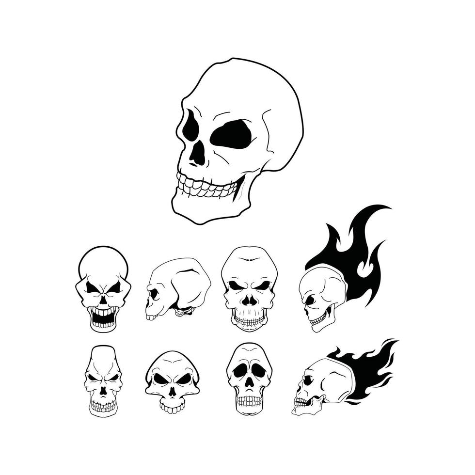 cabeza cráneo ilustración símbolo colección vector