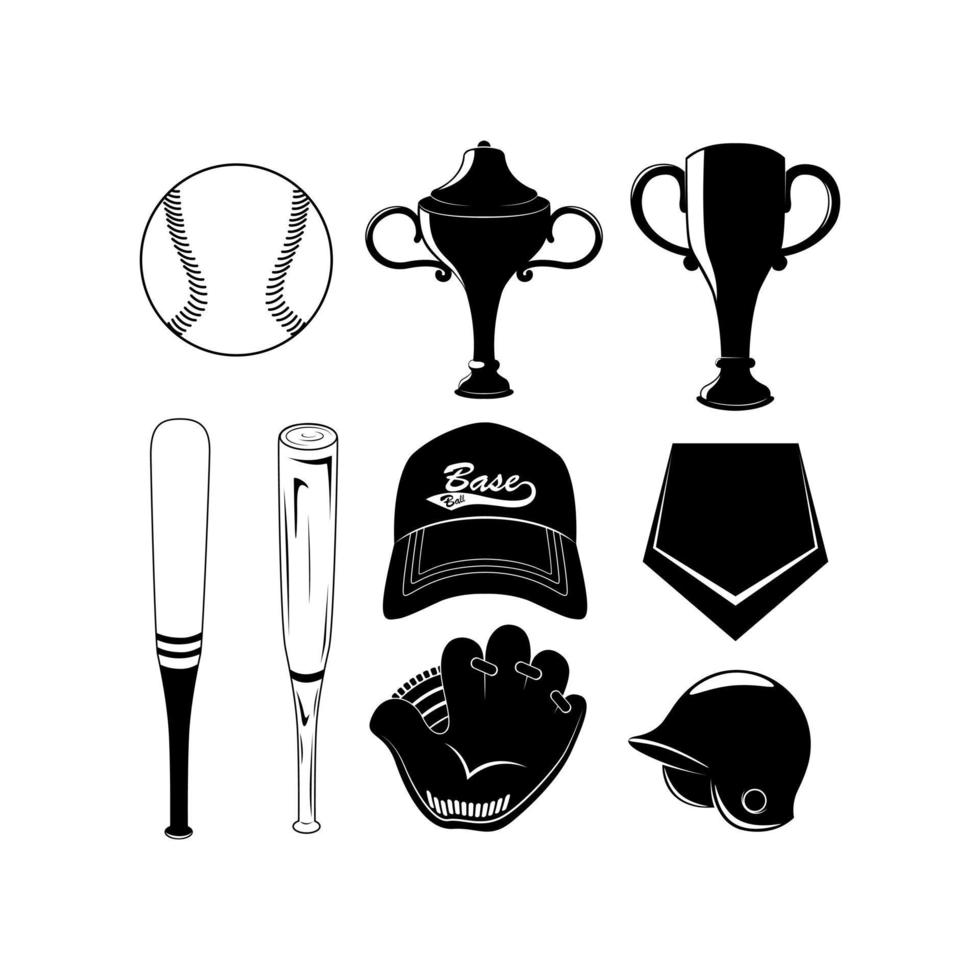 Baseball Attributes Illustration Symbol Collection vector