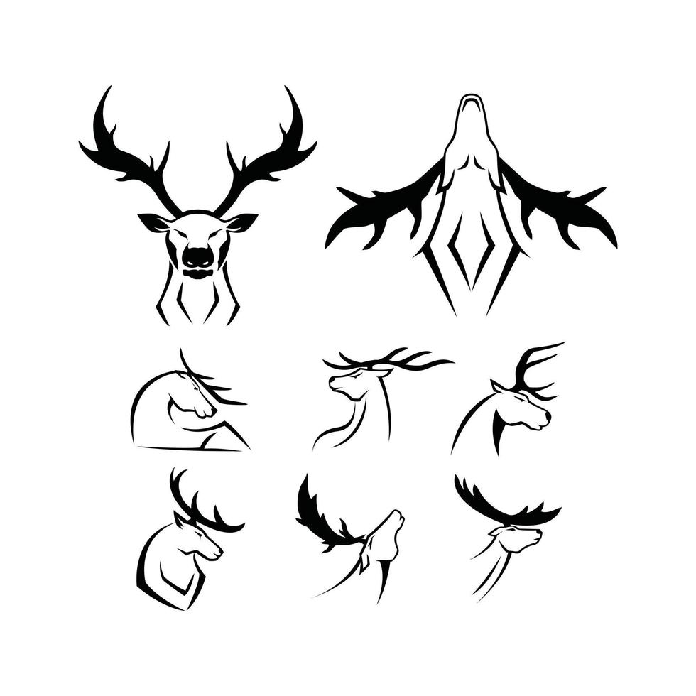 Deer Head Illustration Symbol Collection vector