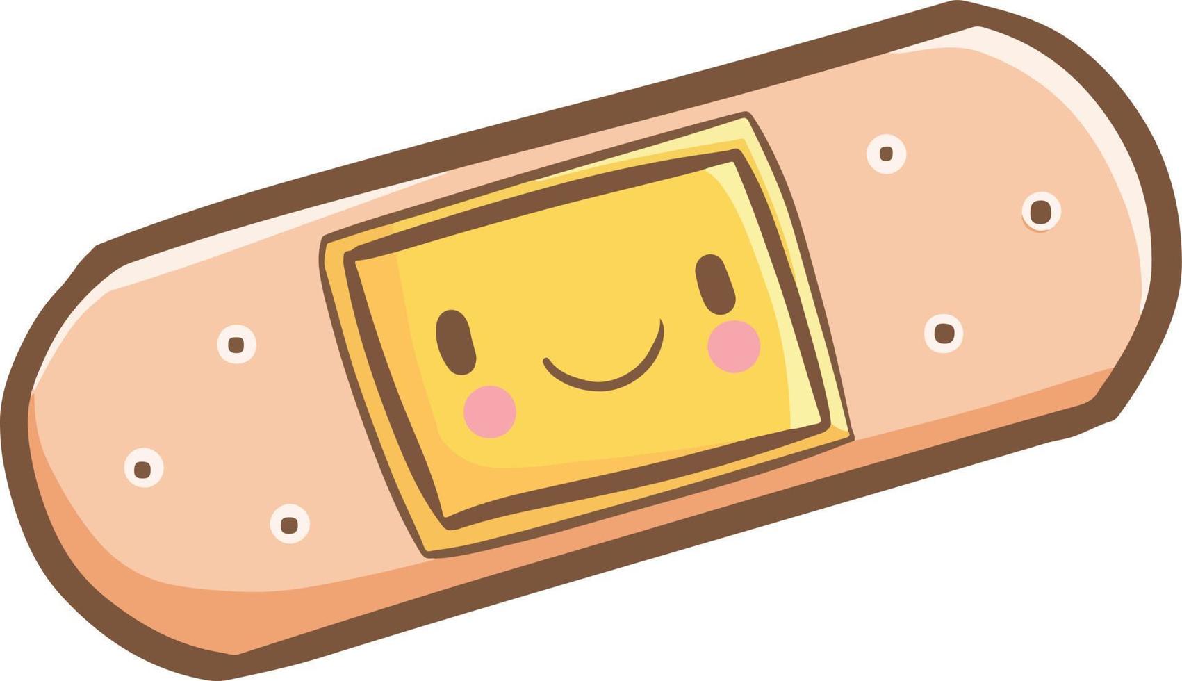 Funny and cute adhesive bandage smiling happily vector