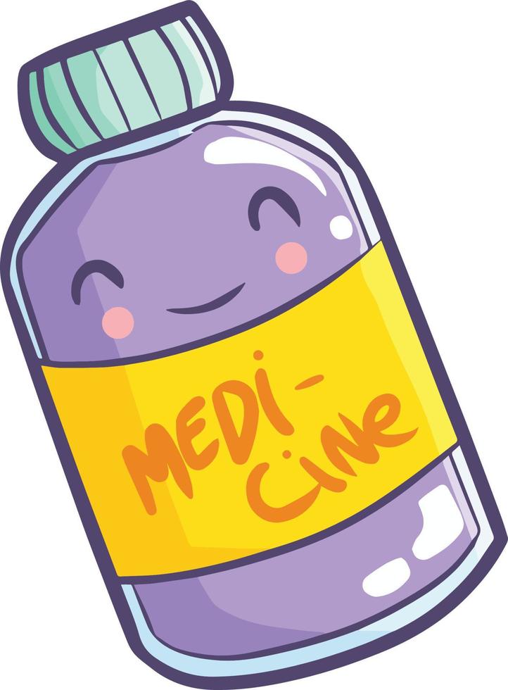 Funny and cute drug or liquid medicine smiling happily vector
