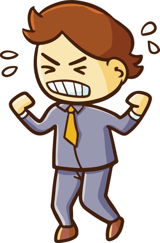 Funny and cute male businessman get angry or stressed vector