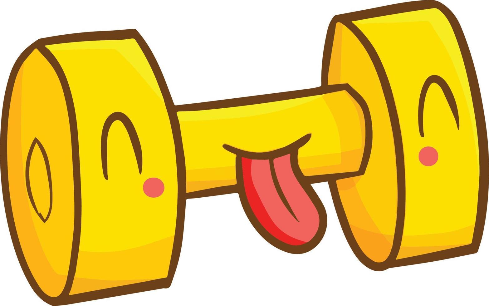 Funny and cute yellow barbells mocking vector