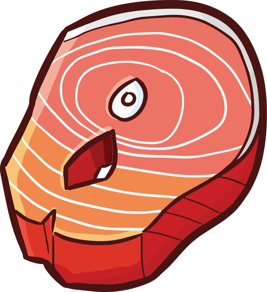 Funny and yummy red pink fish meat ready to get cooked vector