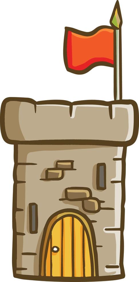 Cool and vintage fortress with red flag vector