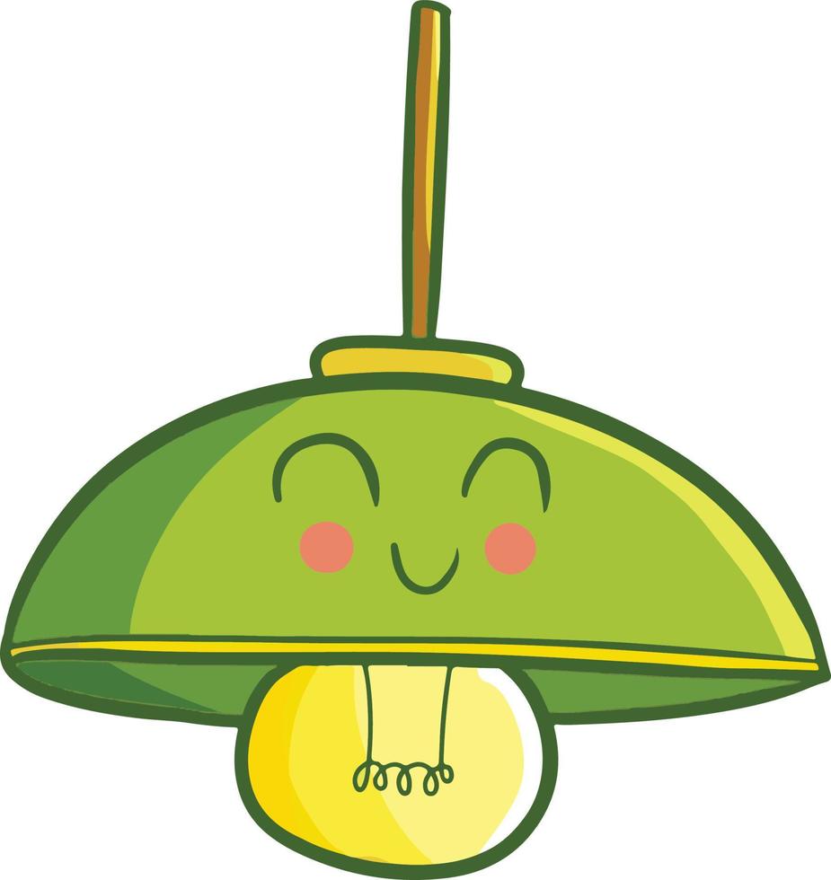 Funny and cute vintage green hanging lamp smiling vector