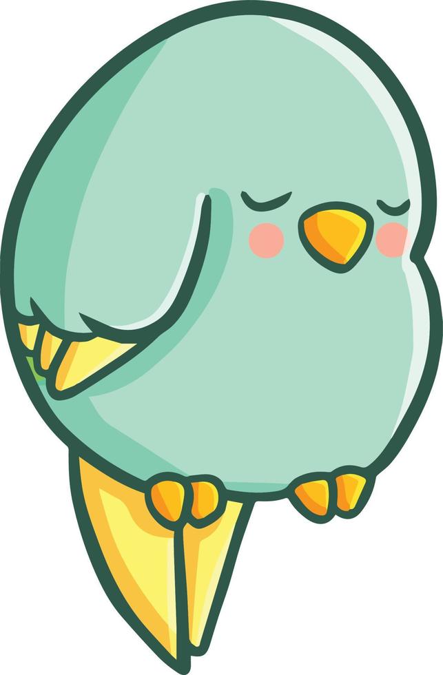 Funny and cute green little bird sleeping vector