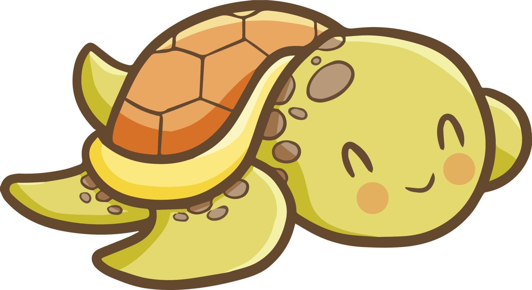 Funny and cute green orange old turtle vector