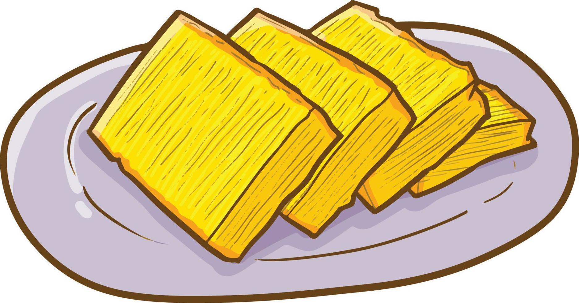 Funny and yummy sweet Indonesian snack Bika Ambon from Sumatera Island. vector